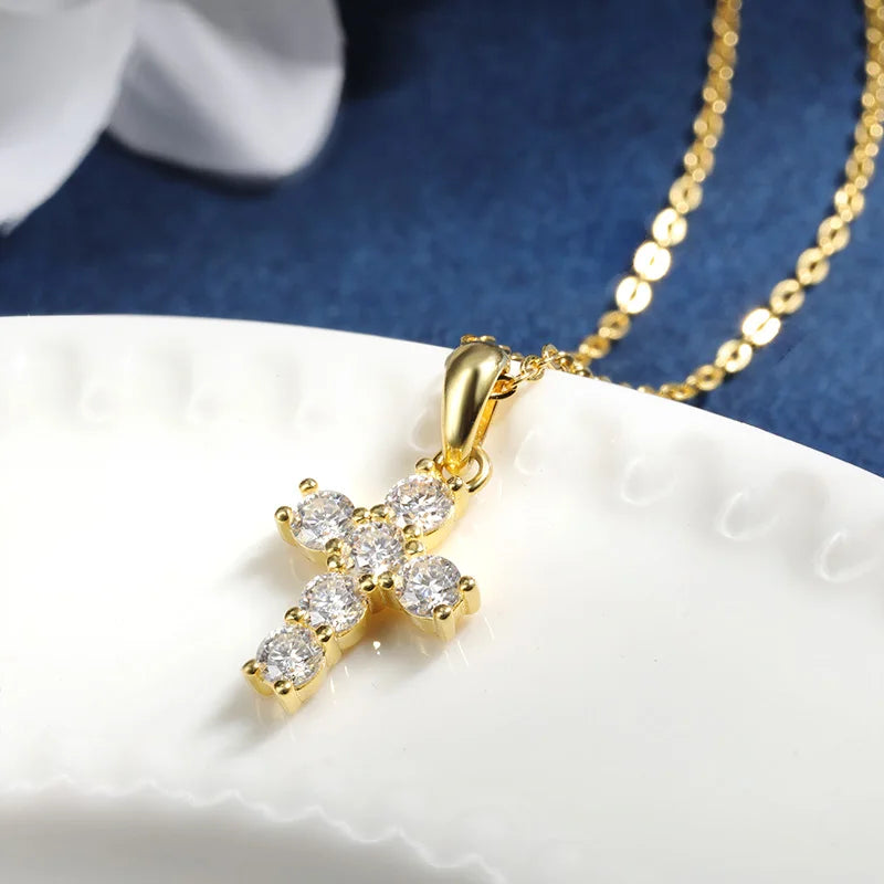 Brileon Althessa Moissanite Cross Pendant - Brileon