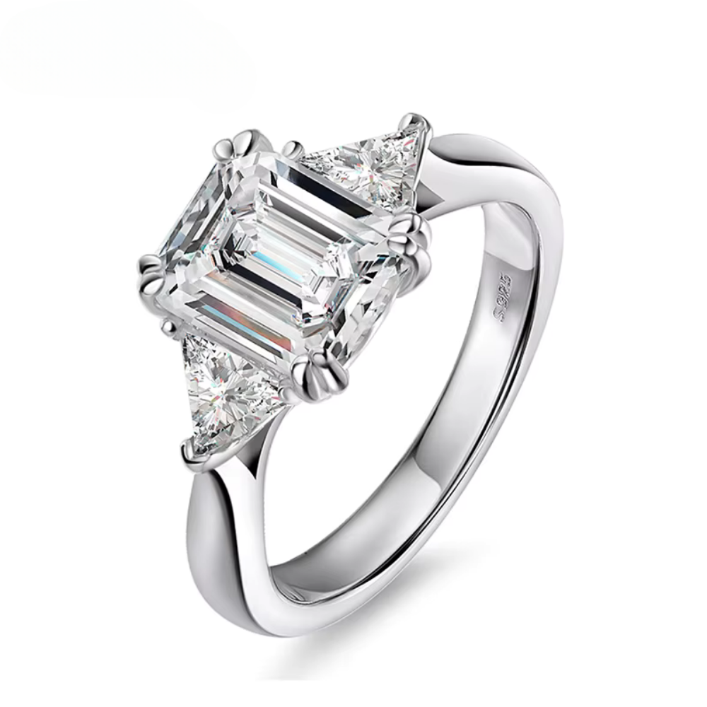 Brileon Elvéra 5CT Emerald Moissanite Ring - Brileon