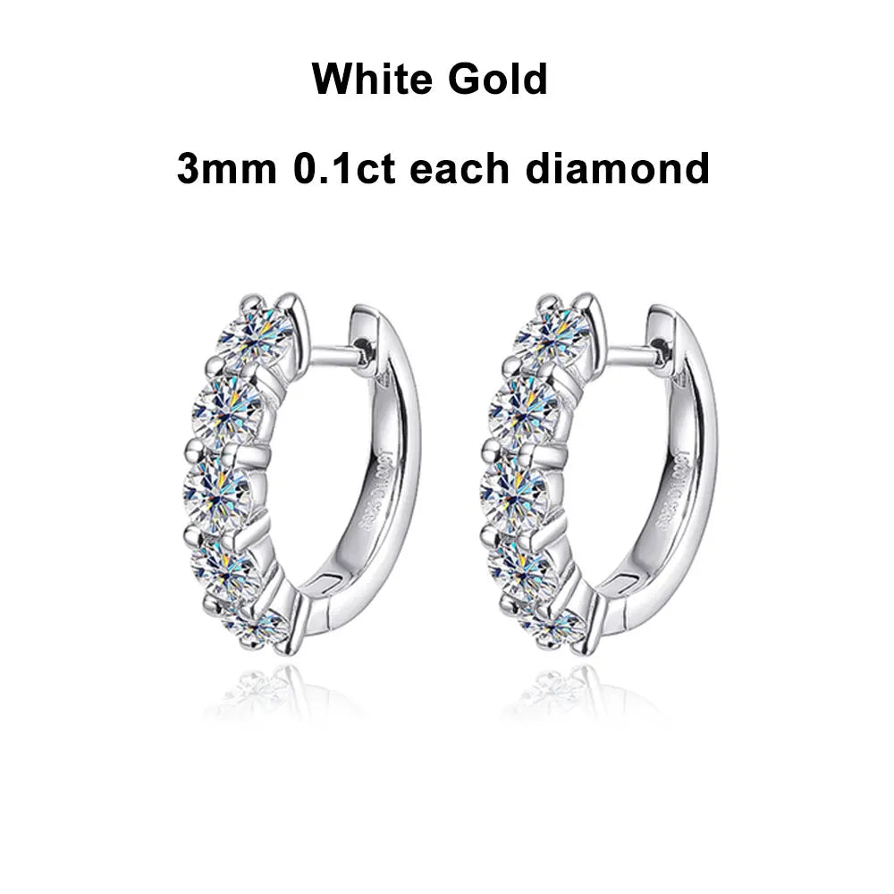 Brileon Eternal Glow Moissanite Hoop Earrings – 18K White Gold Plated S925 - Brileon
