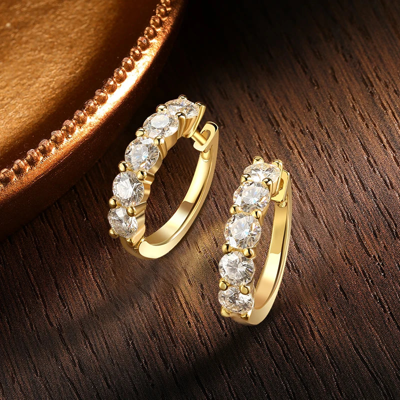 Brileon Eternal Glow Moissanite Hoop Earrings – 18K White Gold Plated S925 - Brileon