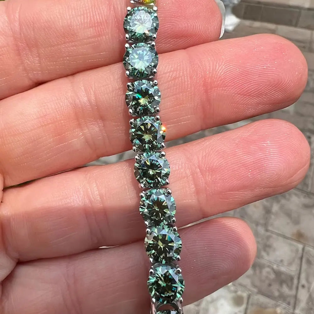 Brileon LuxeSpin VVS Green Moissanite Tennis Bracelet - Brileon