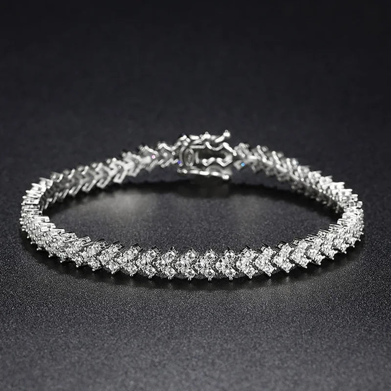NeeTim Moissanite Tennis Bracelet 925 Sterling Silver Full Diamond Bracelets with Gold Plated Fine Jewelry For Women with GRA - Brileon