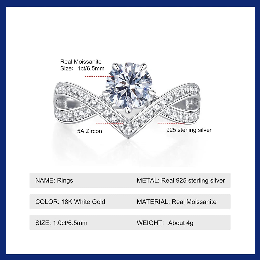 Brileon Elegant Celeste V-Crown Moissanite Ring - Brileon