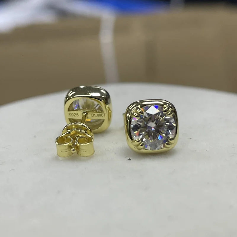 Lnngy Sparkling 6.5MM 1CT Moissanite Earrings For Women Certified 925 Sterling Silver Square Shape Stud Earring 2024 New Jewelry - Brileon