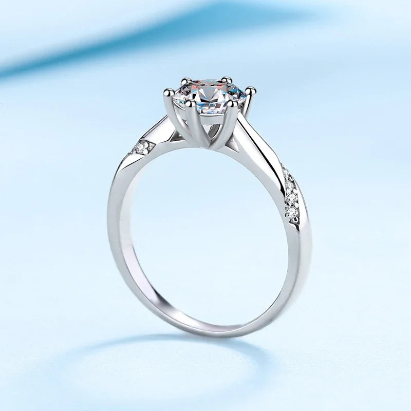 NeeTim 1ct - 3ct Moissanite Ring 925 Sterling Silver with 18K Gold Plated Diamond Engagement Wedding Band Fine Jewelry For Women - Brileon
