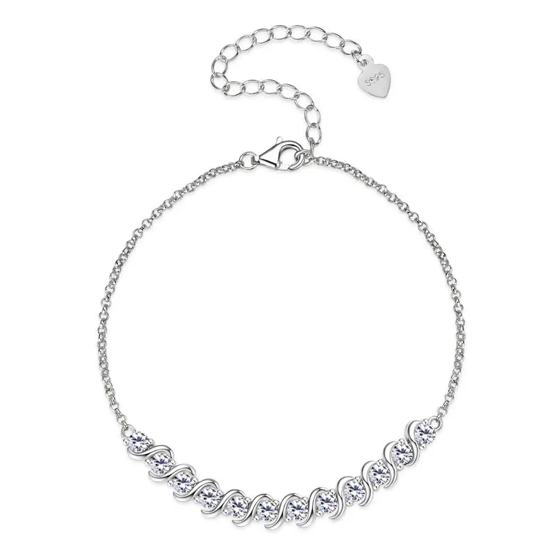 RAPRGOLD Full Moissanite Bracelet for Women S925 Sterling Silver Adjustable Bracelets Chain Wedding Party Jewelry Gifts pulseras - Brileon