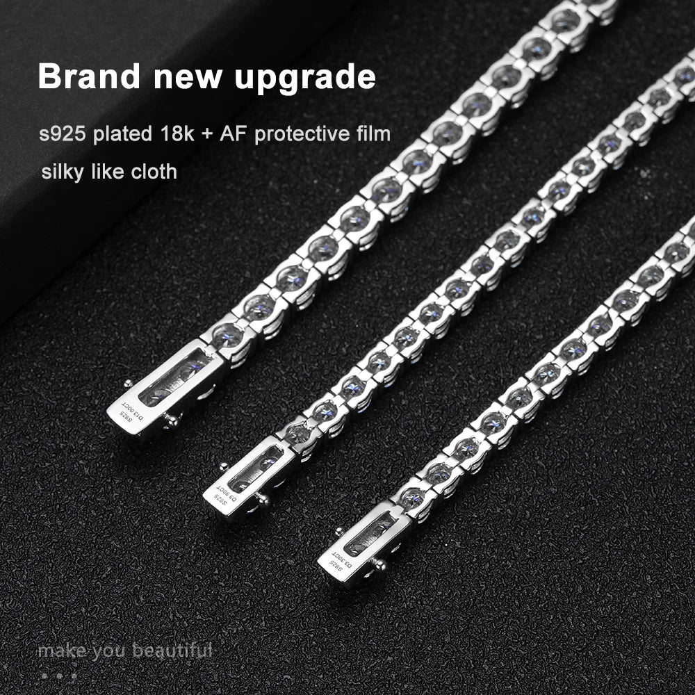 Brileon Radiance Moissanite Tennis Bracelet – 18K White Gold Plated S927 - Brileon