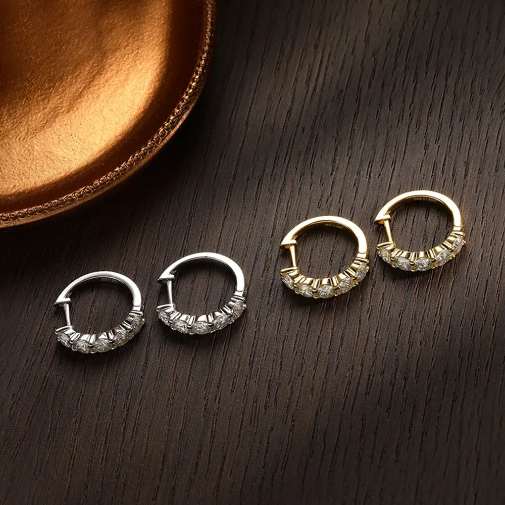 Brileon Eternal Glow Moissanite Hoop Earrings – 18K White Gold Plated S925 - Brileon