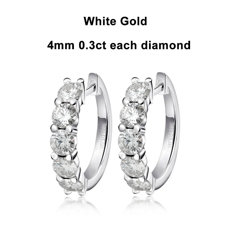 Brileon Eternal Glow Moissanite Hoop Earrings – 18K White Gold Plated S925 - Brileon