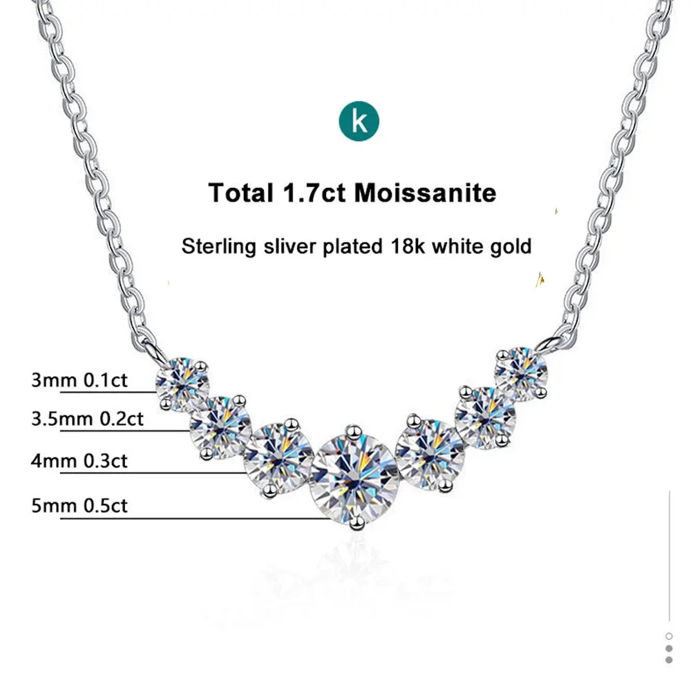Brileon Radiant Grace Moissanite Necklace – 18K White Gold Plated S925 - Brileon