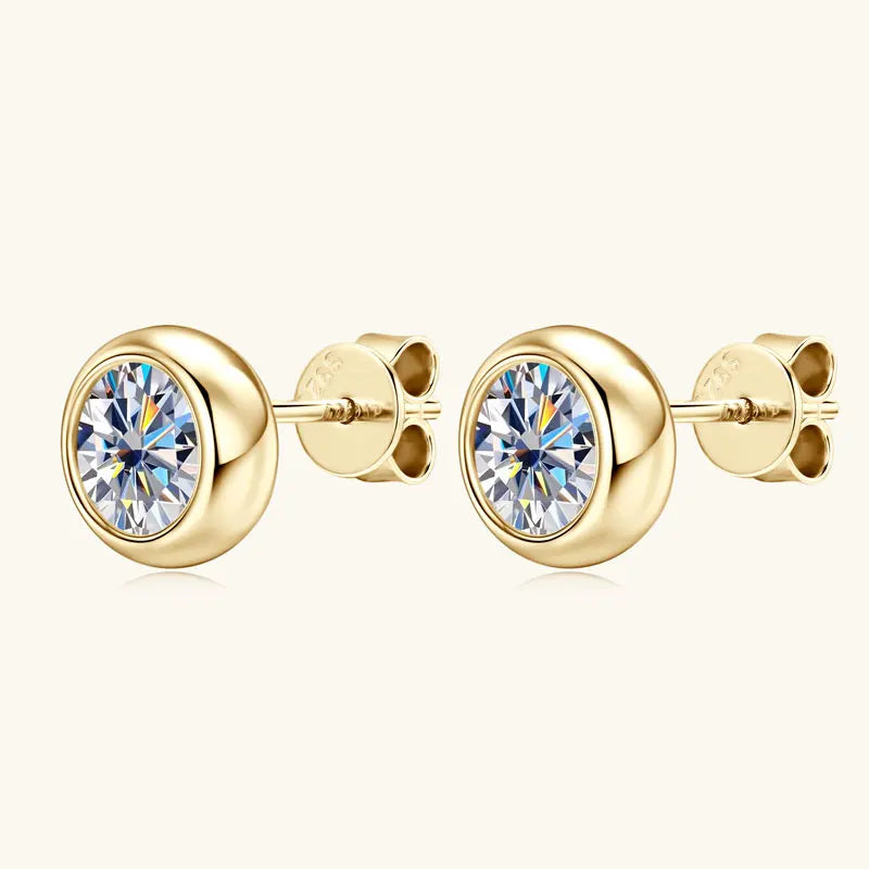 RAPRGOLD Round Moissanite Exquisite Stud Earring for Women S925 Sterling Silver Piercing Earrings Fine Jewelry Gifts Pendientes - Brileon