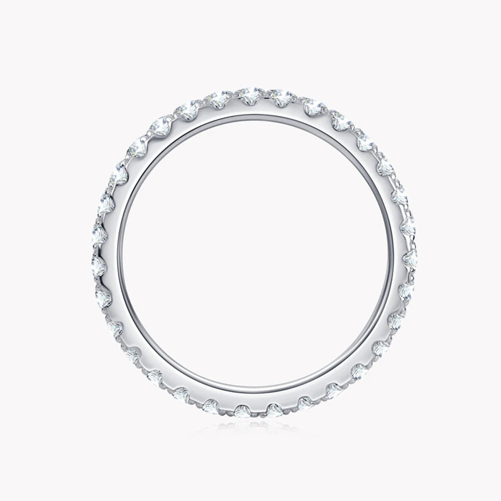 Brileon Eternal Spark Moissanite Eternity Band – 18K White Gold Plated S925 - Brileon