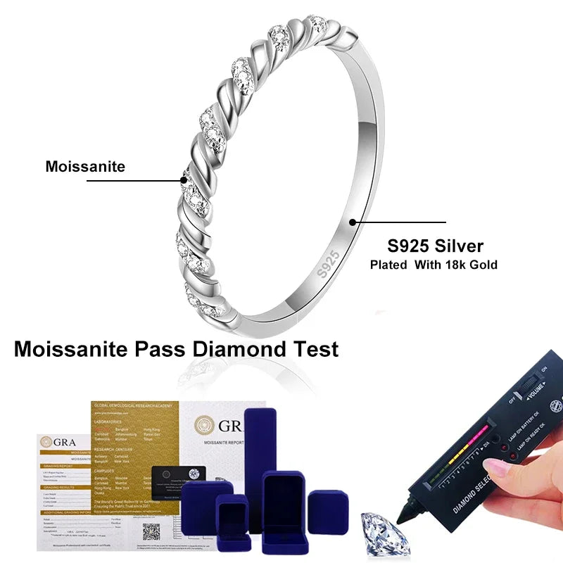 NeeTim Full Moissanite Ring 925 Sterling Silver with 18K Gold Plated Diamond Engagement Wedding Bridal Band Jewelry For Women - Brileon