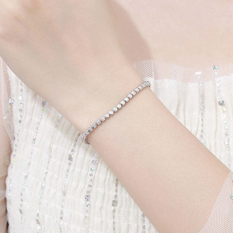 Brileon LuxeGlow 2mm Moissanite Tennis Bracelet – 18K White Gold Plated S925 - Brileon