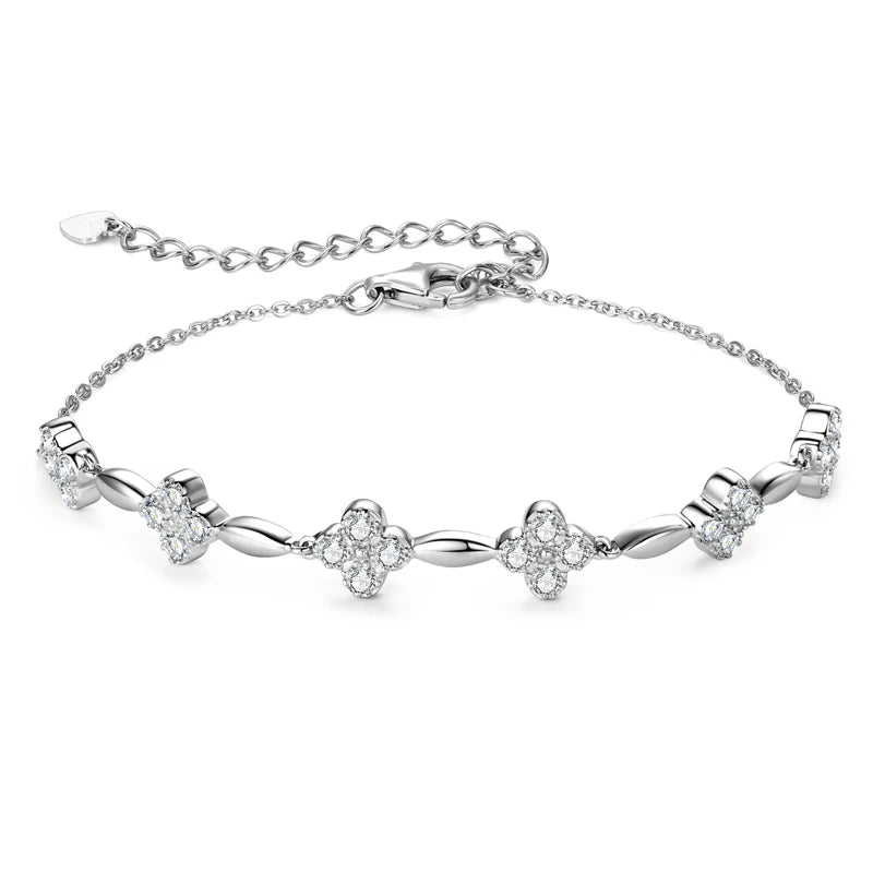 Brileon Bloom 925 Silver Moissanite Flower Bracelet - Brileon