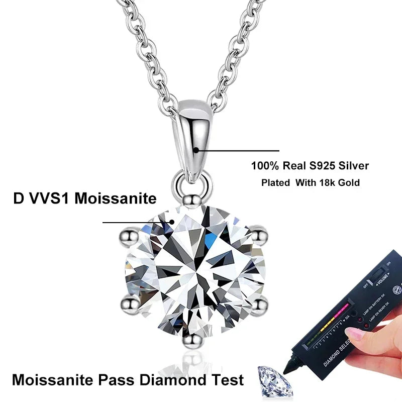 NeeTim 4ct 10mm Moissanite Necklace For Women 925 Sterling Silver Lab Diamond with Gold Plated Pendant Wedding Party Jewelry - Brileon