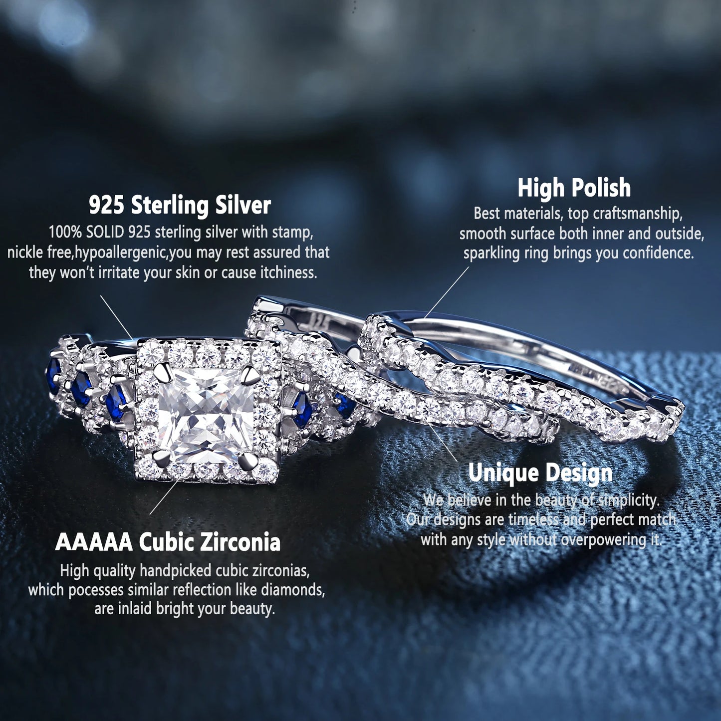 Brileon Azurelyn 3PC Princess Bridal Set - Brileon