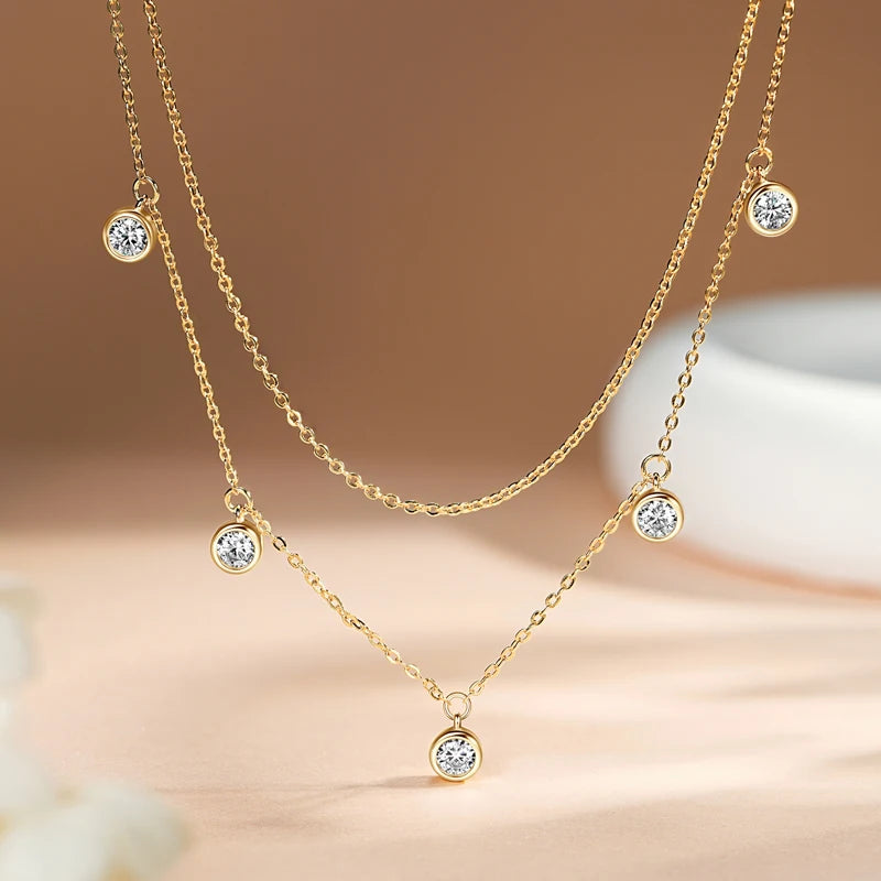 Brileon Celestelle Moissanite Double Layer Pendant Necklace - Brileon