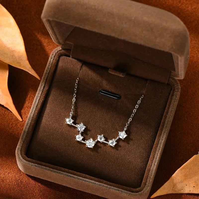 RAPRGOLD D Color GRA Certified Moissanite Big Dipper Pendant Necklaces S925 Sterling Silver Women's Jewelry Chains for Wedding - Brileon