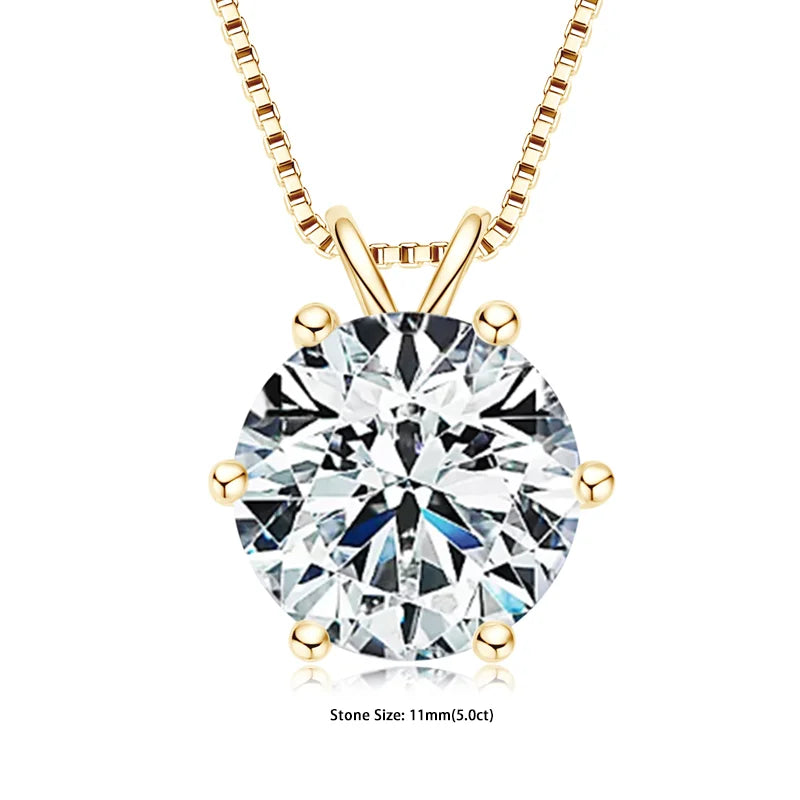 GRA Certified Moissanite Pendant – 925 Silver Solitaire Necklace (0.5-5ct) - Brileon