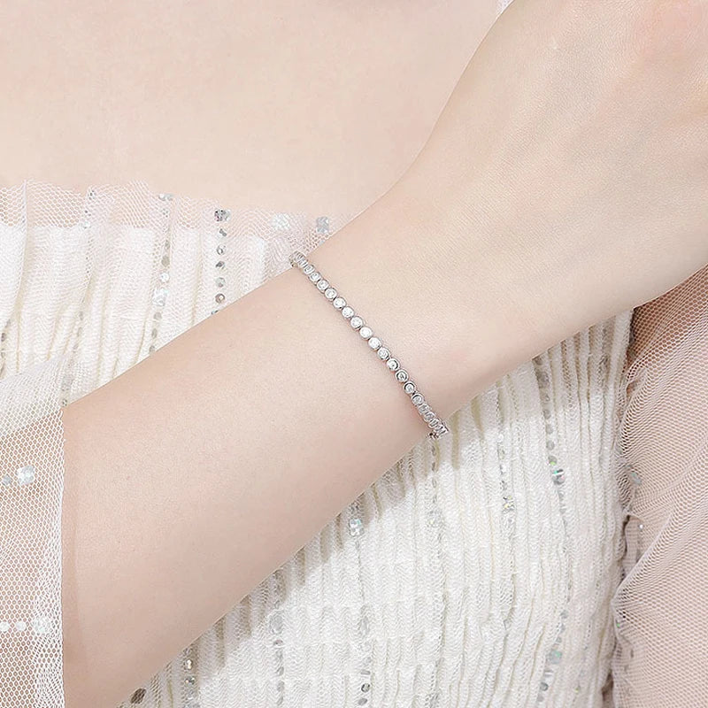 Brileon LuxeGlow 2mm Moissanite Tennis Bracelet – 18K White Gold Plated S925 - Brileon