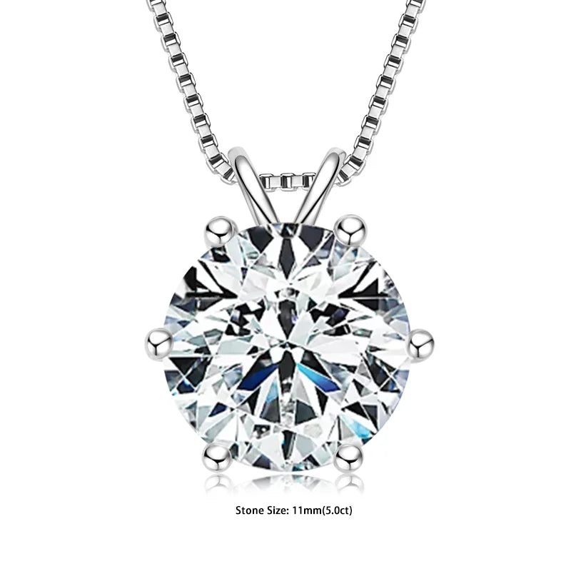 GRA Certified Moissanite Pendant – 925 Silver Solitaire Necklace (0.5-5ct) - Brileon