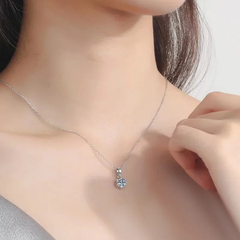 NeeTim 4ct 10mm Moissanite Necklace For Women 925 Sterling Silver Lab Diamond with Gold Plated Pendant Wedding Party Jewelry - Brileon