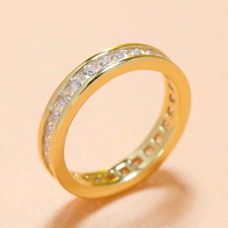 RAPRGOLD 2*2mm Fashion Princess Cut Light Luxury Zircon Ring Dainty 925 Sterling Silver Rings for Men Women Fine Jewelry Gift - Brileon