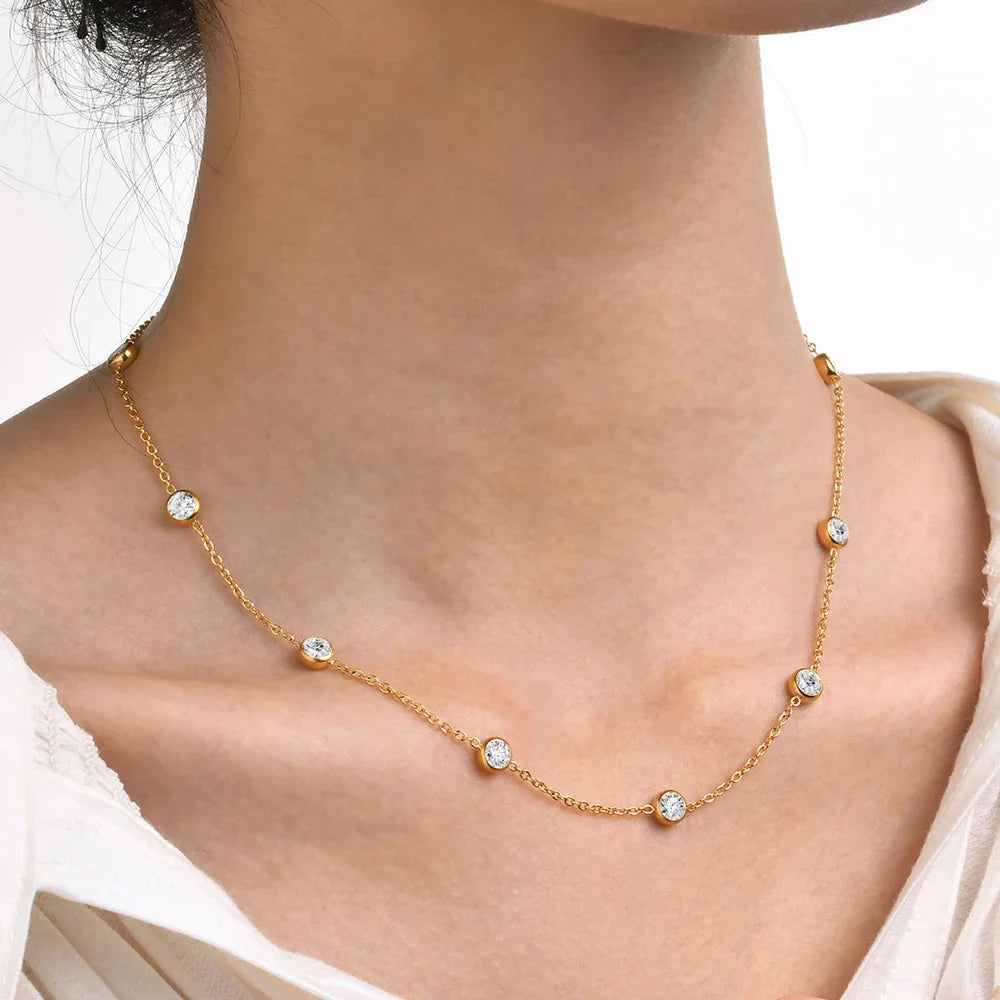 Brileon Virelia Round Cut Moissanite Necklace - Brileon