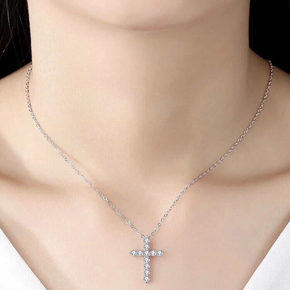 Brileon Celestine Moissanite Cross Pendant - Brileon