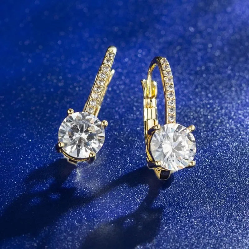 Trendy 14K Gold Plated Earrings 2023 Silver Hoops 925 Dangle Earrings for Women Lever Back Moissanite Earring Drop Girls Jewelry - Brileon