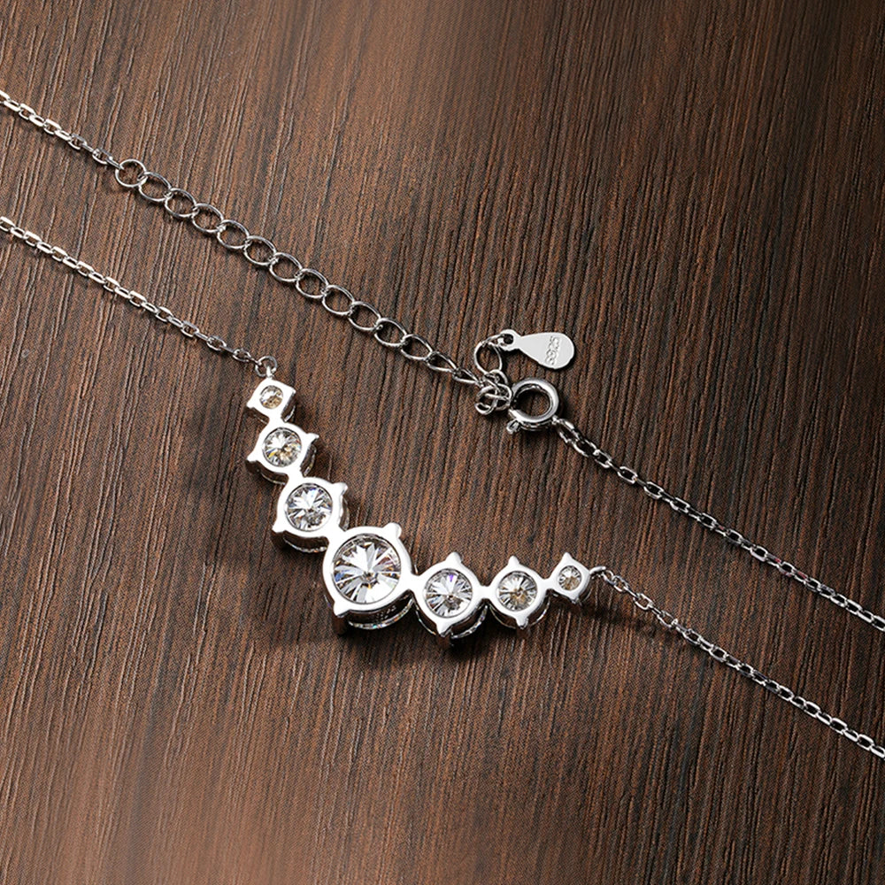 Brileon Radiant Grace Moissanite Necklace – 18K White Gold Plated S925 - Brileon