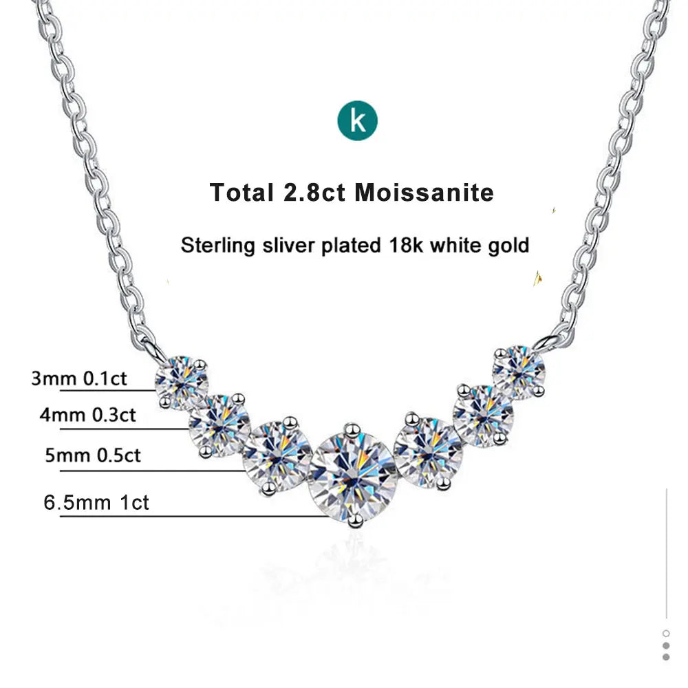 Brileon Radiant Grace Moissanite Necklace – 18K White Gold Plated S925 - Brileon