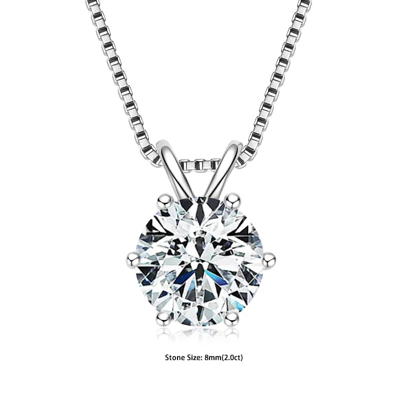 GRA Certified Moissanite Pendant – 925 Silver Solitaire Necklace (0.5-5ct) - Brileon