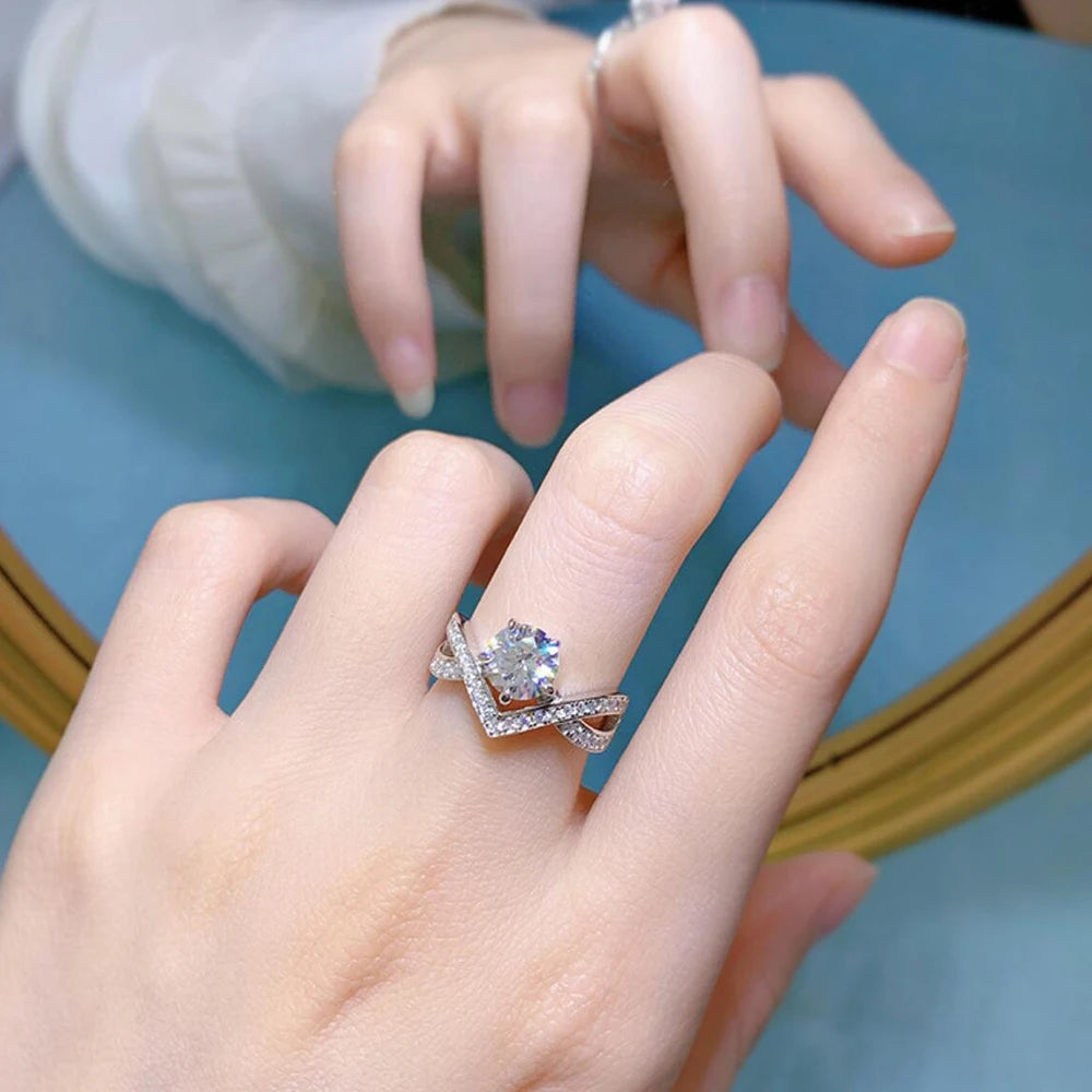 Brileon Elegant Celeste V-Crown Moissanite Ring - Brileon