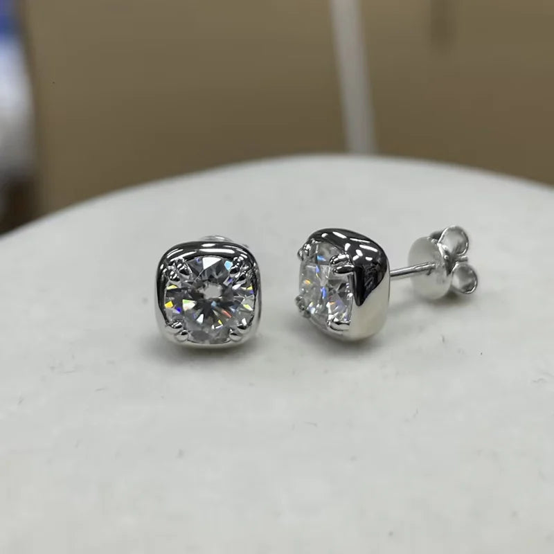 Lnngy Sparkling 6.5MM 1CT Moissanite Earrings For Women Certified 925 Sterling Silver Square Shape Stud Earring 2024 New Jewelry - Brileon