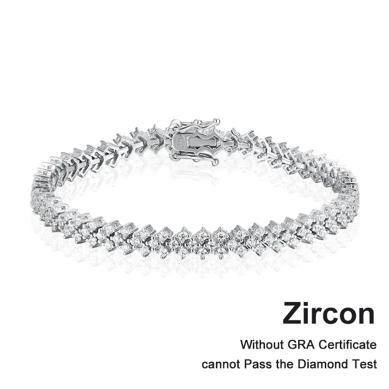 NeeTim Moissanite Tennis Bracelet 925 Sterling Silver Full Diamond Bracelets with Gold Plated Fine Jewelry For Women with GRA - Brileon