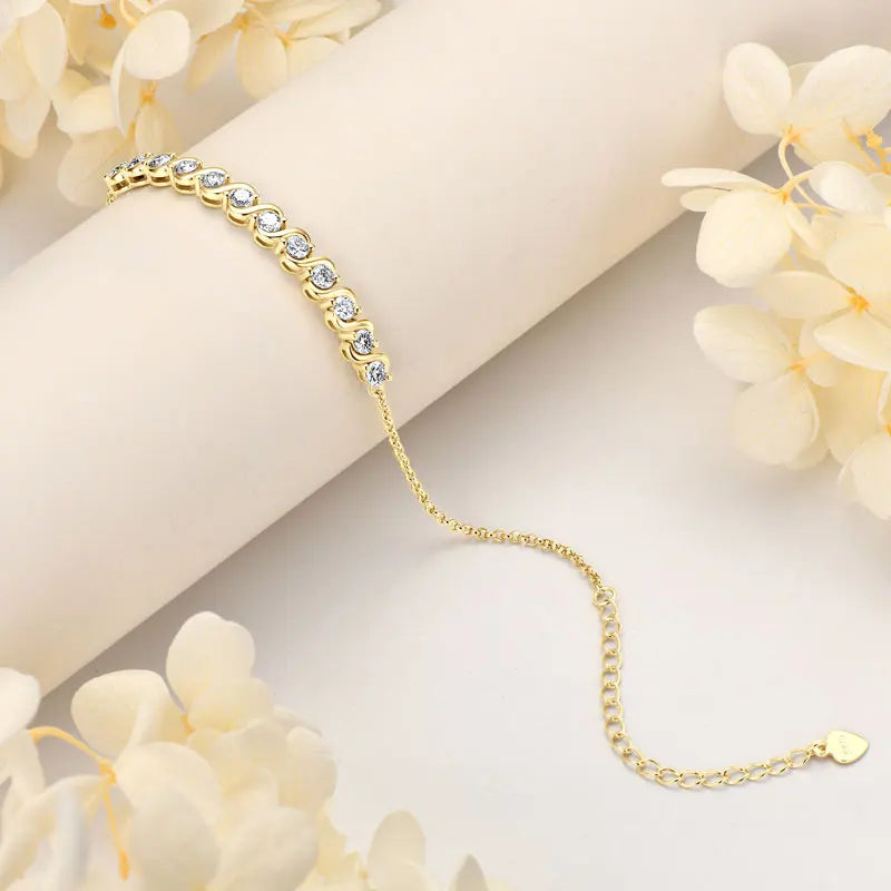 RAPRGOLD Full Moissanite Bracelet for Women S925 Sterling Silver Adjustable Bracelets Chain Wedding Party Jewelry Gifts pulseras - Brileon