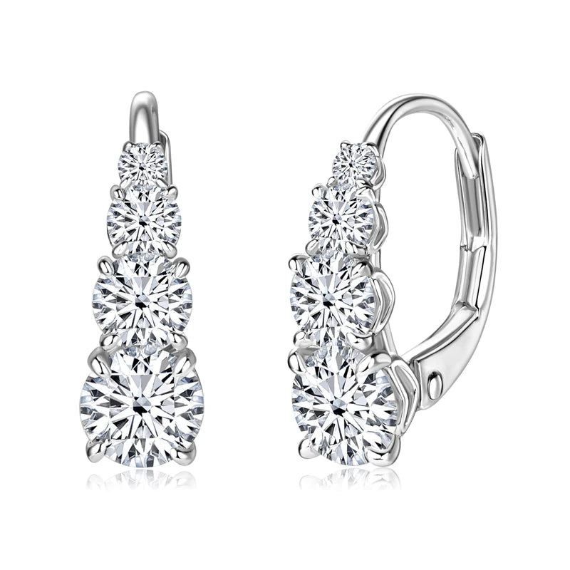 Brileon Celestara Vintage Moissanite Hoop Clip Earrings – 1.86CT, 925 Sterling Silver - Brileon