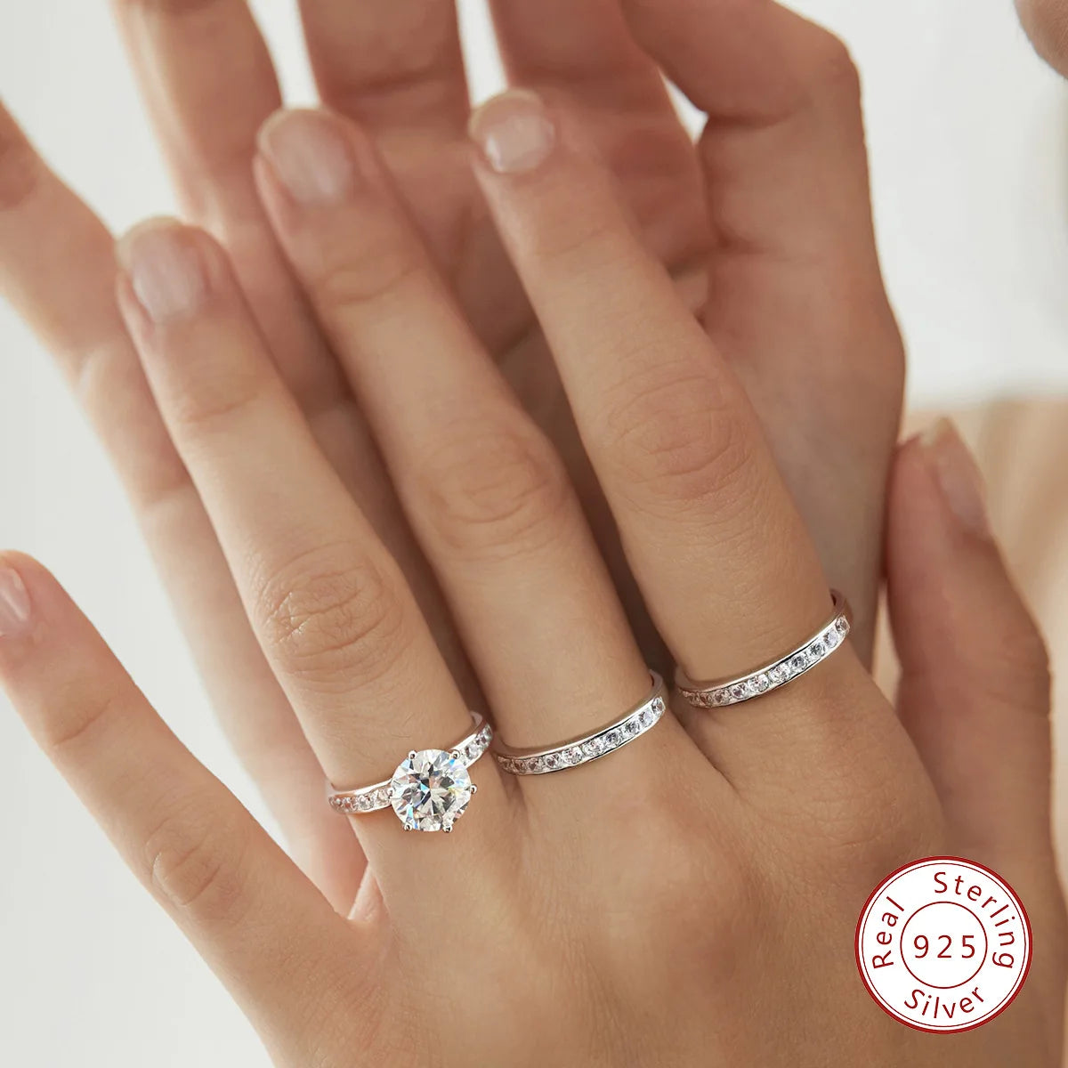 Brileon Evynora Triple Moissanite Ring Set - Brileon