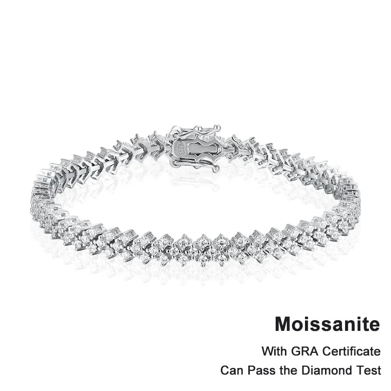 NeeTim Moissanite Tennis Bracelet 925 Sterling Silver Full Diamond Bracelets with Gold Plated Fine Jewelry For Women with GRA - Brileon