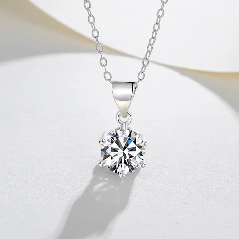 NeeTim 4ct 10mm Moissanite Necklace For Women 925 Sterling Silver Lab Diamond with Gold Plated Pendant Wedding Party Jewelry - Brileon