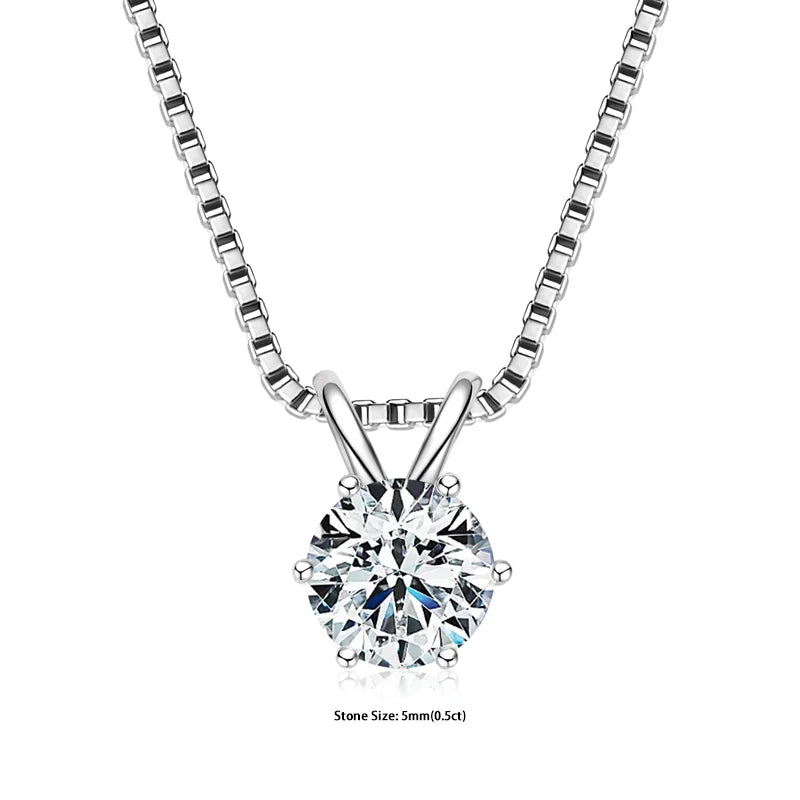 GRA Certified Moissanite Pendant – 925 Silver Solitaire Necklace (0.5-5ct) - Brileon