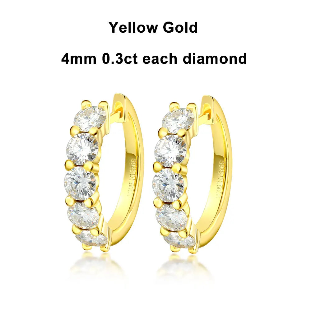 Brileon Eternal Glow Moissanite Hoop Earrings – 18K White Gold Plated S925 - Brileon