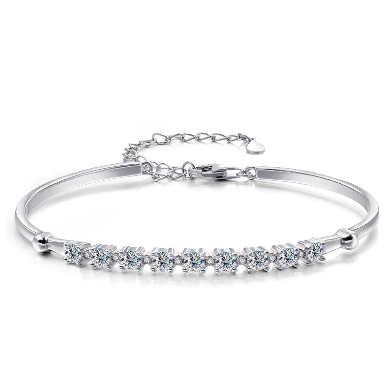 TBCYD 3mm Moissanite Diamond Bracelet Bangle For Women S925 Sterling Silver Luxury Wedding Party Fine Hand Chain Jewelry Gift - Brileon
