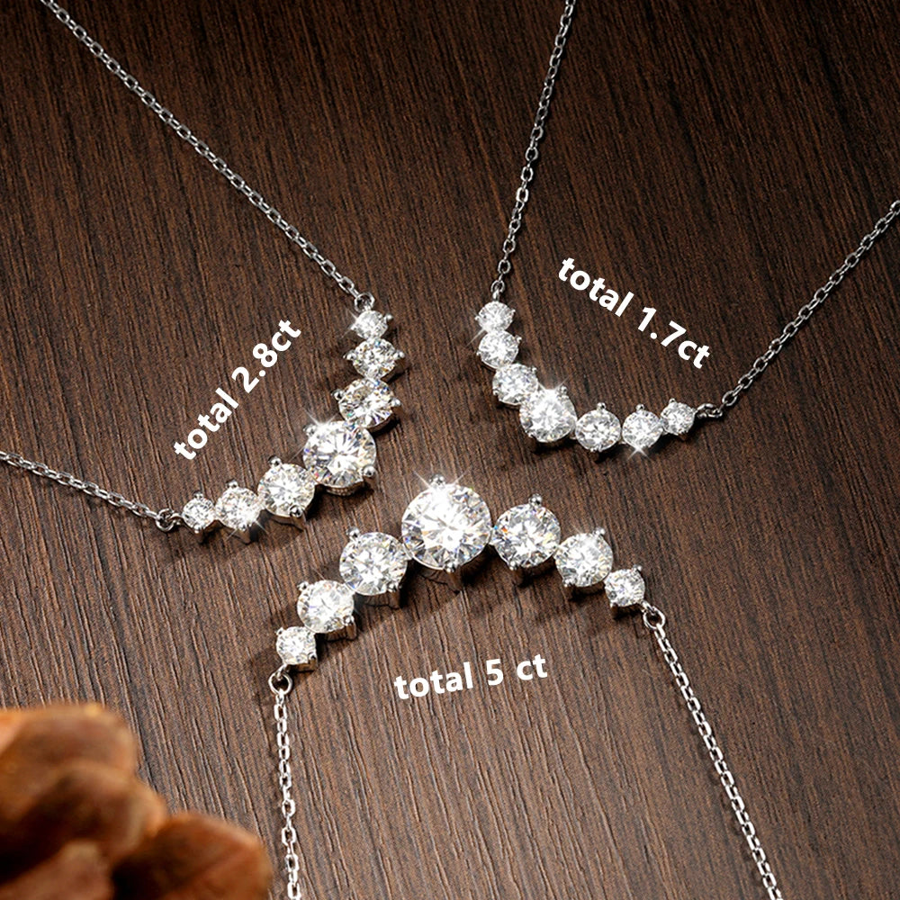 Brileon Radiant Grace Moissanite Necklace – 18K White Gold Plated S925 - Brileon