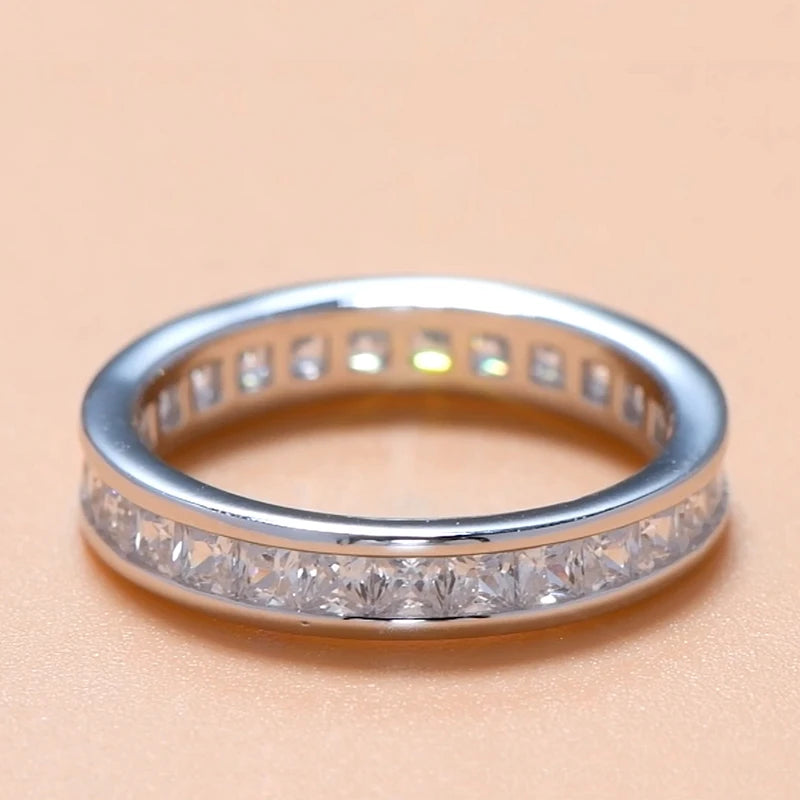 RAPRGOLD 2*2mm Fashion Princess Cut Light Luxury Zircon Ring Dainty 925 Sterling Silver Rings for Men Women Fine Jewelry Gift - Brileon