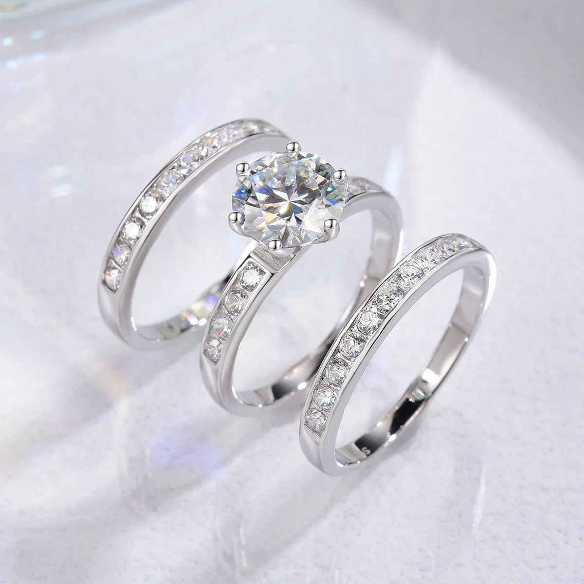 Brileon Evynora Triple Moissanite Ring Set - Brileon