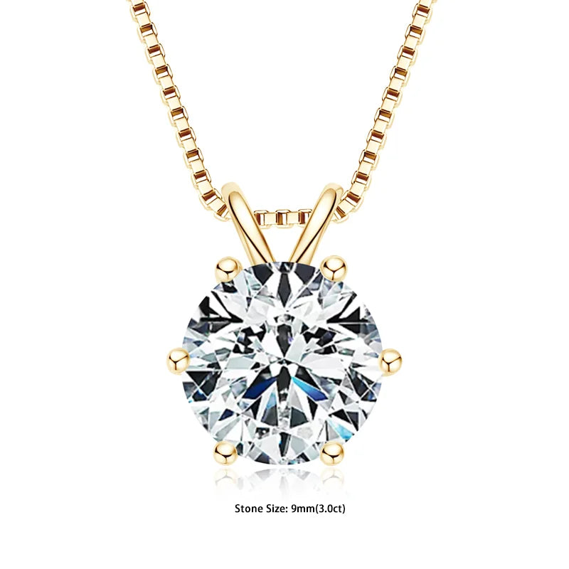 GRA Certified Moissanite Pendant – 925 Silver Solitaire Necklace (0.5-5ct) - Brileon