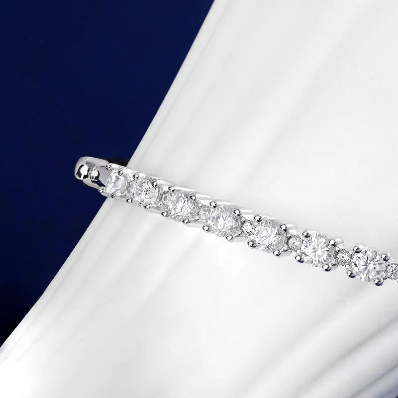 TBCYD 3mm Moissanite Diamond Bracelet Bangle For Women S925 Sterling Silver Luxury Wedding Party Fine Hand Chain Jewelry Gift - Brileon